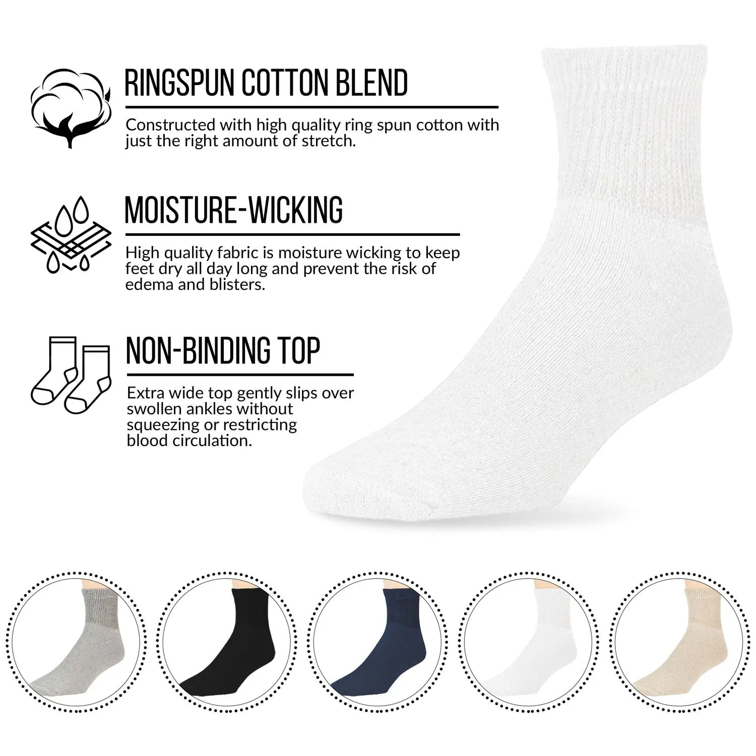 180 Pairs of Diabetic Low Cut Athletic Sport Ankle Socks (White)