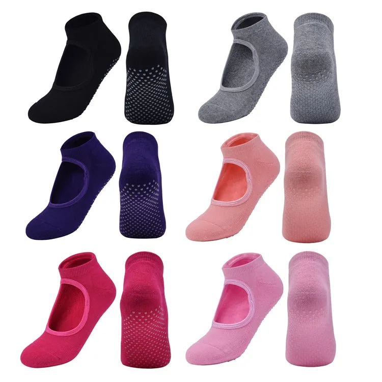 2 Pairs Combed Cotton Yoga Socks Towel Bottom Reveal Round Head Dance Fitness Sports Flooring Socks, Size: One Size(Purple)