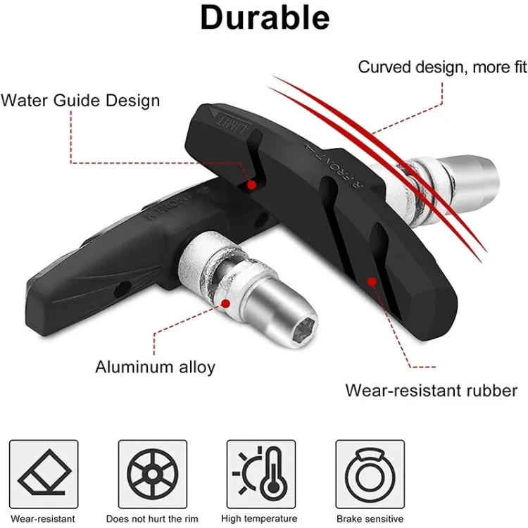 2 Pairs Silent V-brake Bicycle Brake Shoes, Color: Black