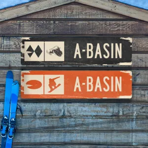 A-Basin Ski Trail Distressed Metal Sign