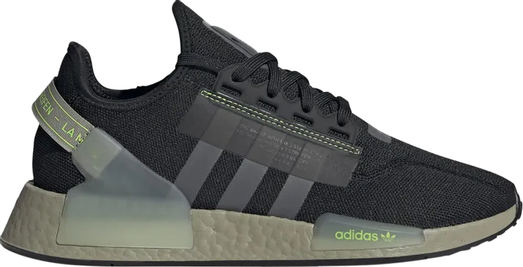 Adidas NMD_R1 V2 'Black Lime' sneakers, black