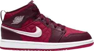 Air Jordan 1 Mid SE PS Red Quilted sneakers, red