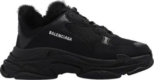 Balenciaga Triple S Sneaker Faux Fur - Black