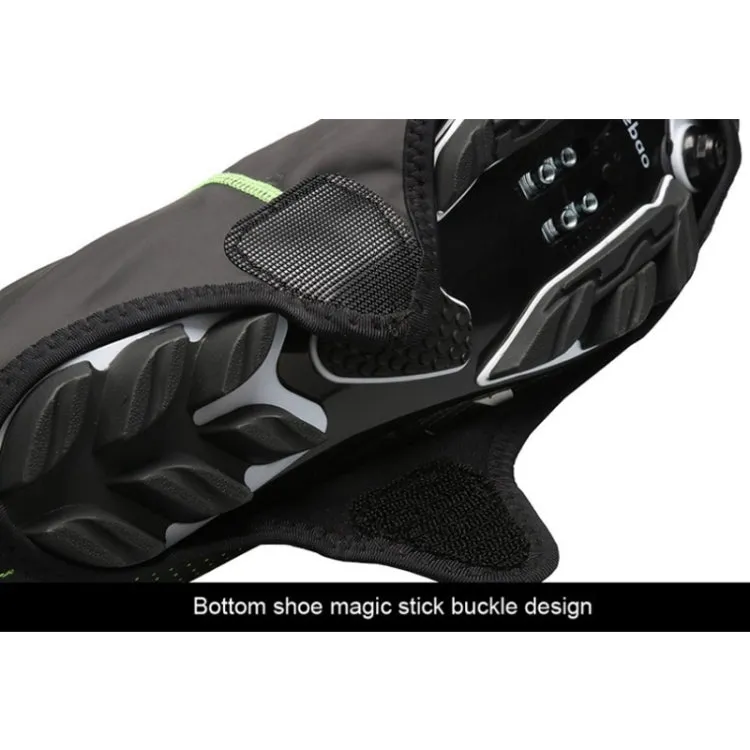 Bicycle Sports Outdoor Cycling Shoe Cover Winter Warm Windproof Waterproof Shoe Cover PU Shoe Cover Cycling Equipment, Size: M(Black Green)