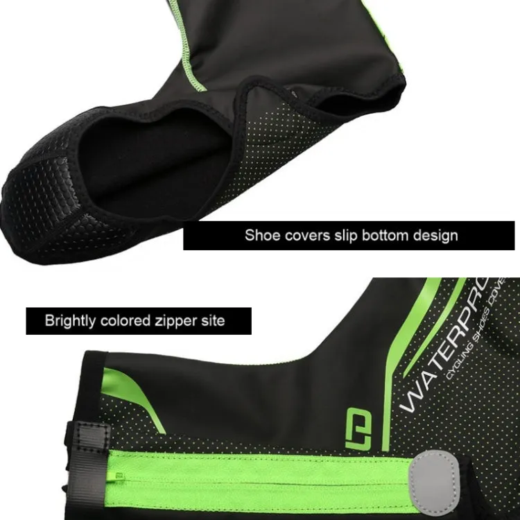 Bicycle Sports Outdoor Cycling Shoe Cover Winter Warm Windproof Waterproof Shoe Cover PU Shoe Cover Cycling Equipment, Size: M(Black Green)