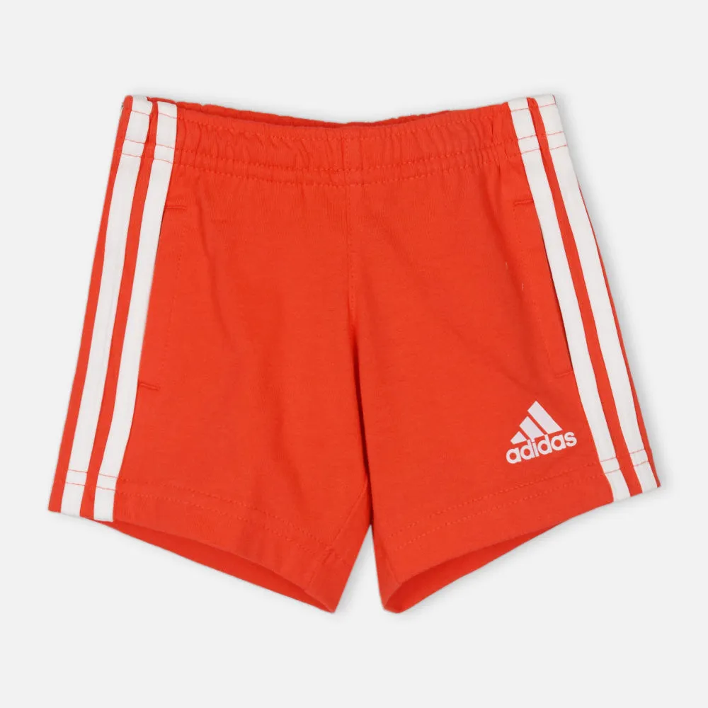 Black Adidas Half Sleeves T-Shirt With Red Shorts