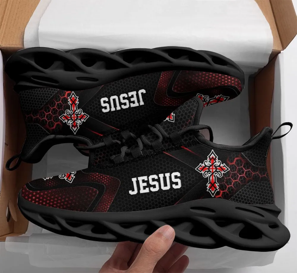 Black Jesus Running Sneakers Max Soul Shoes - Christian Shoes For Men And Women