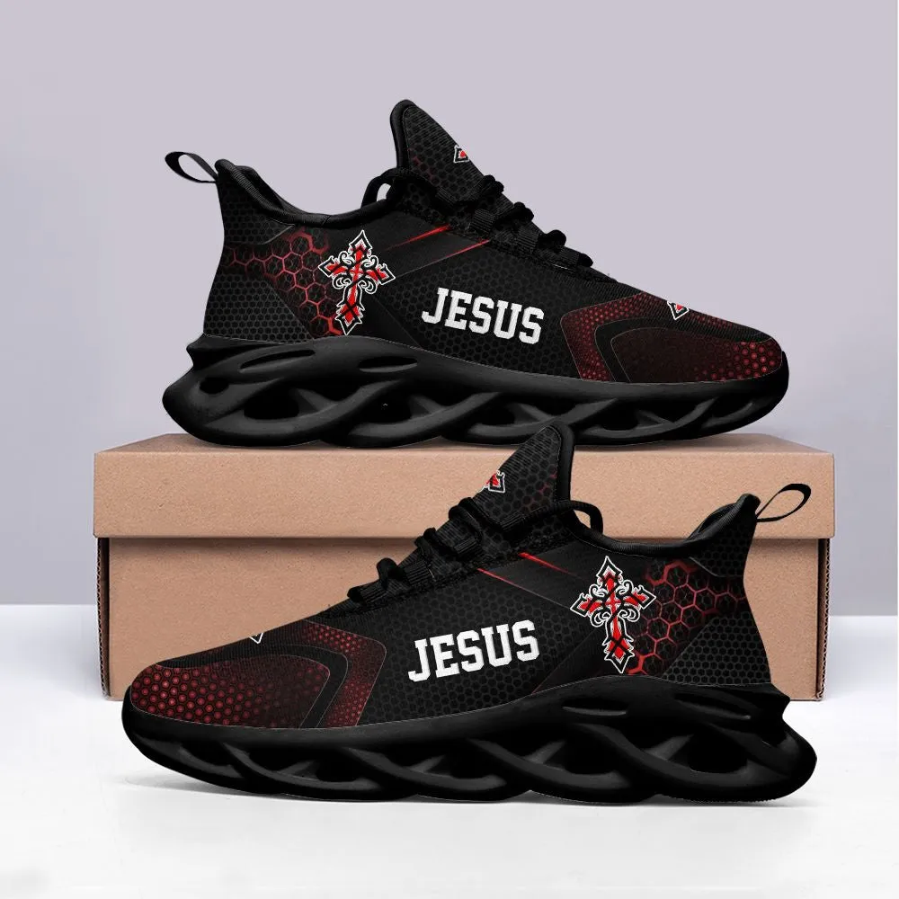 Black Jesus Running Sneakers Max Soul Shoes - Christian Shoes For Men And Women