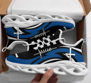 Blue Jesus Running Sneakers Max Soul Shoes - Christian Shoes For Men And Women