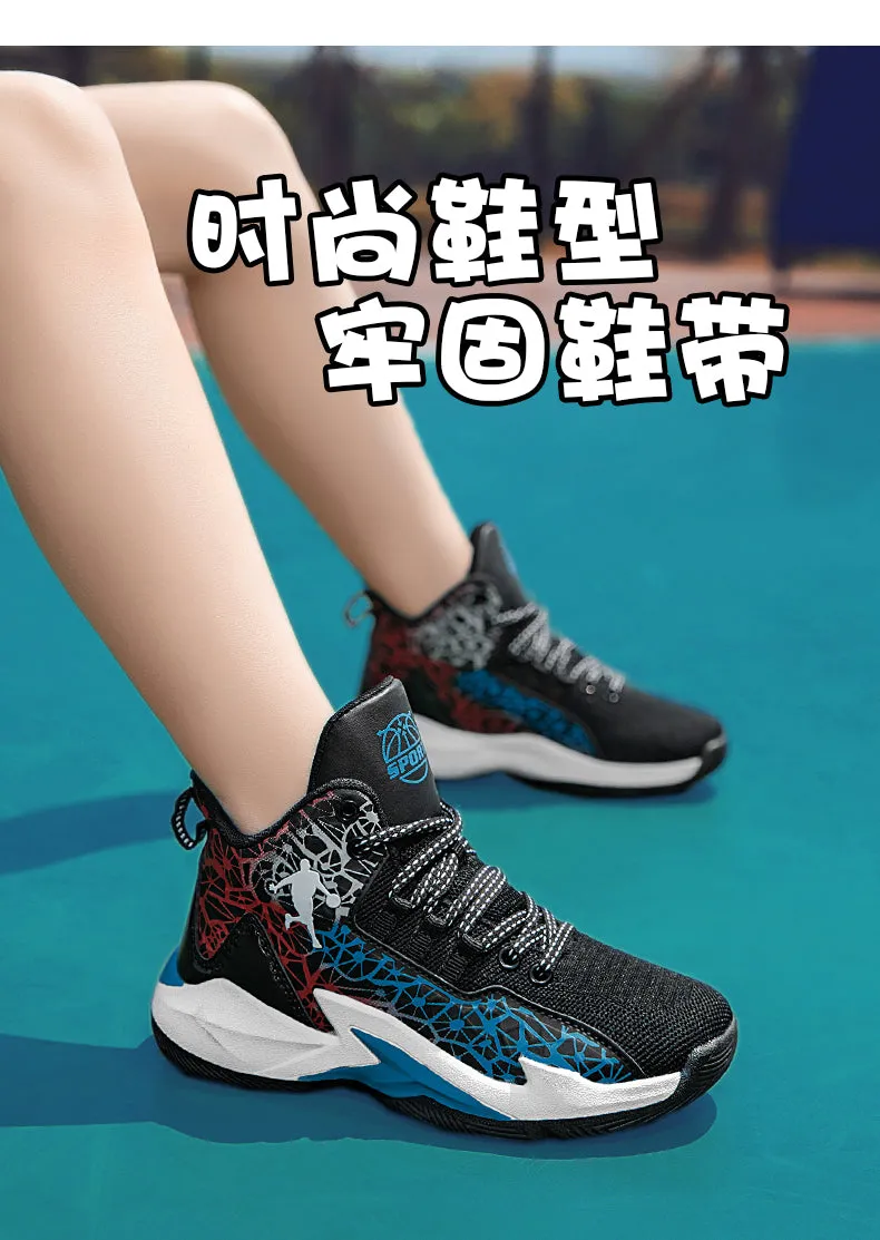 Boys Girls Basketball Kids Sports Non-Slip Kids Sneakers Outdoor Trainer Basketball Shoes