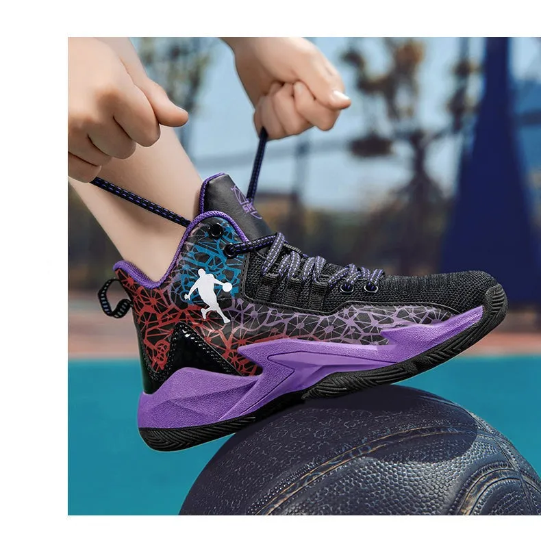 Boys Girls Basketball Kids Sports Non-Slip Kids Sneakers Outdoor Trainer Basketball Shoes