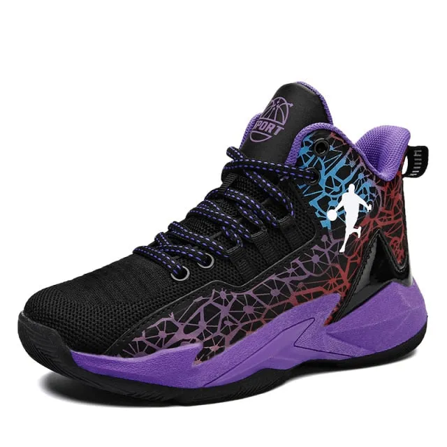 Boys Girls Basketball Kids Sports Non-Slip Kids Sneakers Outdoor Trainer Basketball Shoes