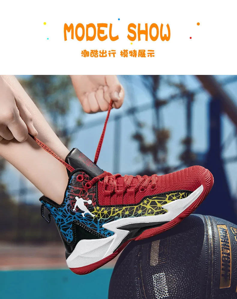 Boys Girls Basketball Kids Sports Non-Slip Kids Sneakers Outdoor Trainer Basketball Shoes