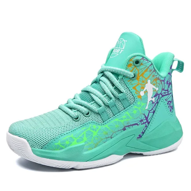 Boys Girls Basketball Kids Sports Non-Slip Kids Sneakers Outdoor Trainer Basketball Shoes