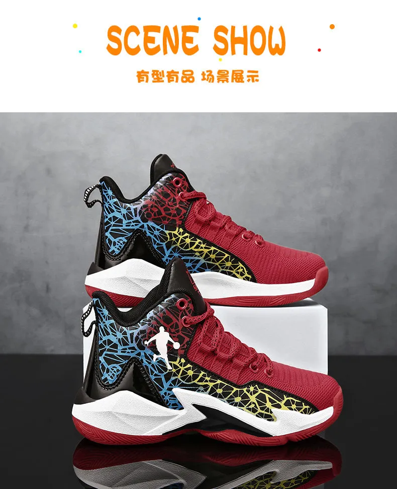 Boys Girls Basketball Kids Sports Non-Slip Kids Sneakers Outdoor Trainer Basketball Shoes