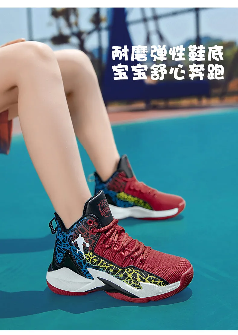 Boys Girls Basketball Kids Sports Non-Slip Kids Sneakers Outdoor Trainer Basketball Shoes