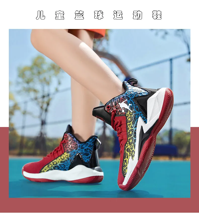 Boys Girls Basketball Kids Sports Non-Slip Kids Sneakers Outdoor Trainer Basketball Shoes