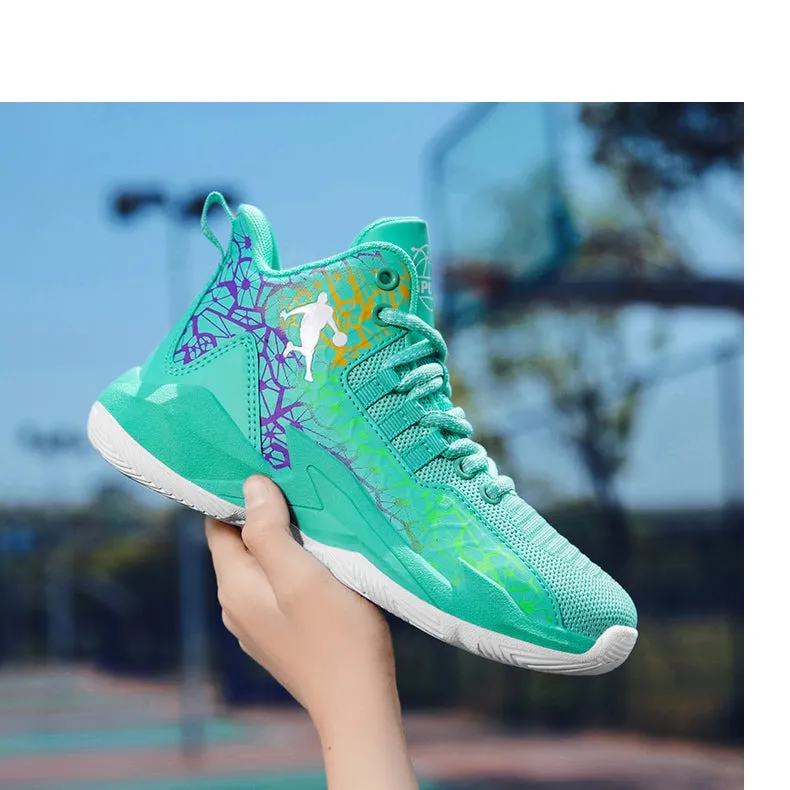 Boys Girls Basketball Kids Sports Non-Slip Kids Sneakers Outdoor Trainer Basketball Shoes