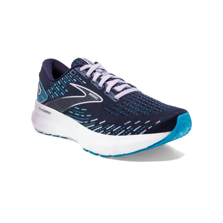 Brooks Glycerin 20 Women's Road-running Shoe in White/Orchid/Lav, Black/Red/Opal, Blue/Peach & Peacock/Lilac Available in Wide Widths