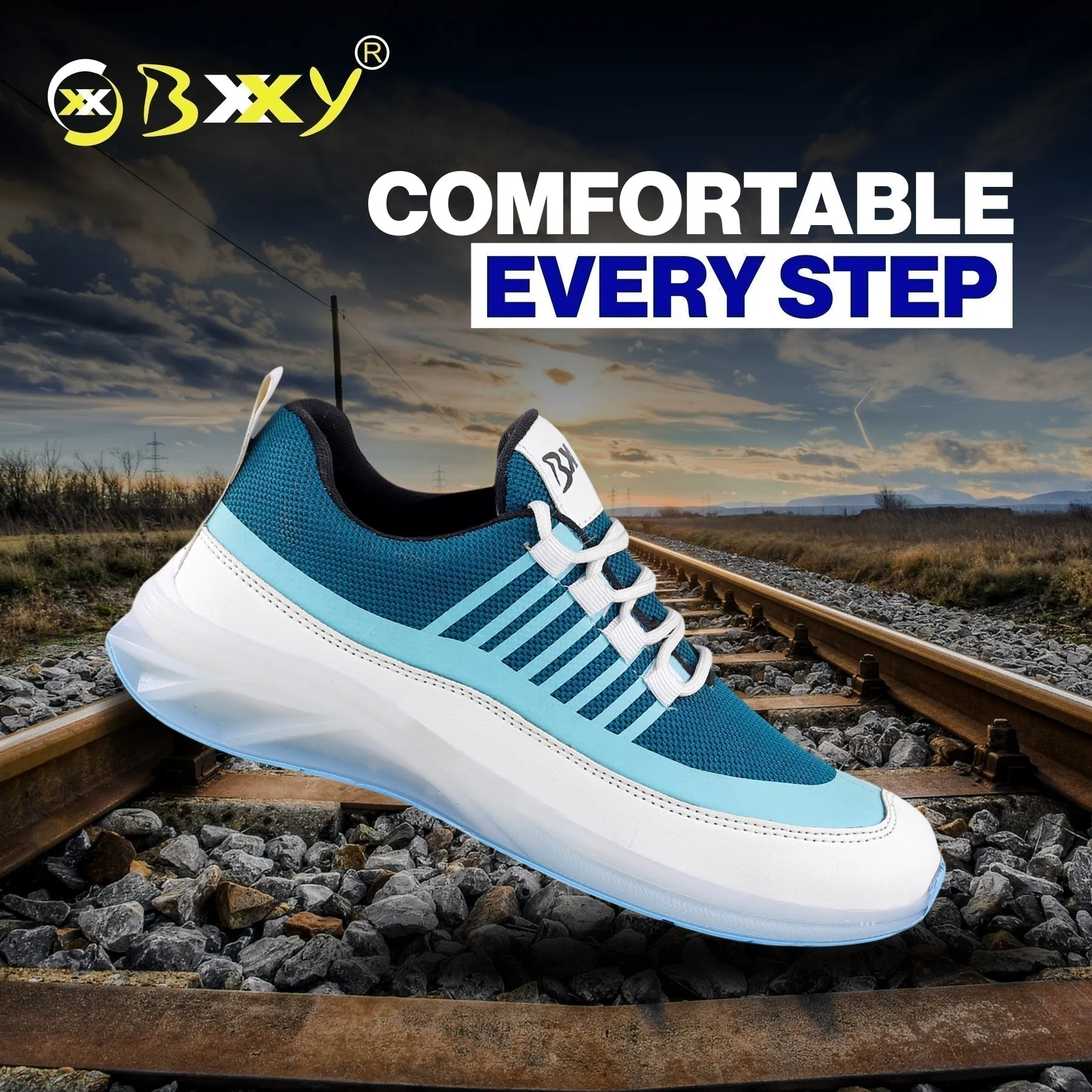 Bxxy's Trendiest Sports Walking Shoes For Men on Transparent Sole