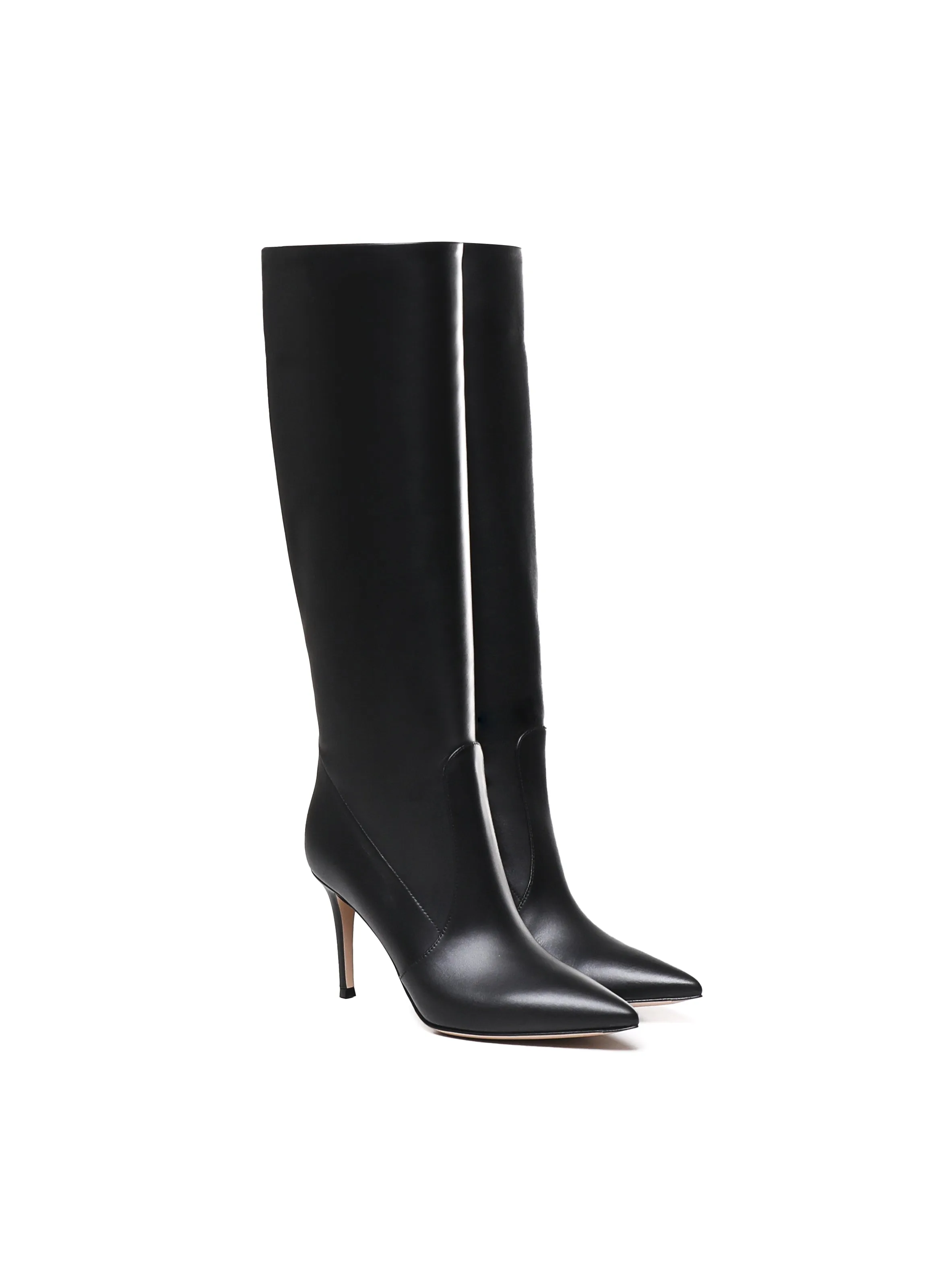 Calfskin Pointed Thigh-High Boots