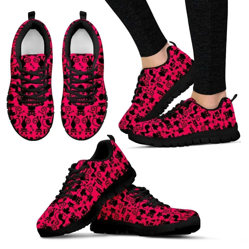 Cats in Pink Collage Running Shoes