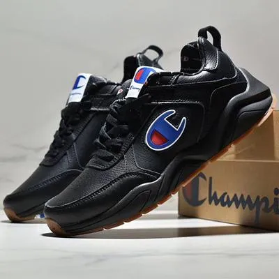 Champion 93 Eighteen Big C Leather Black Sneakers