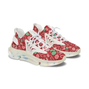 Christmas Ornament and Candy Canes Women's Mesh Sneakers