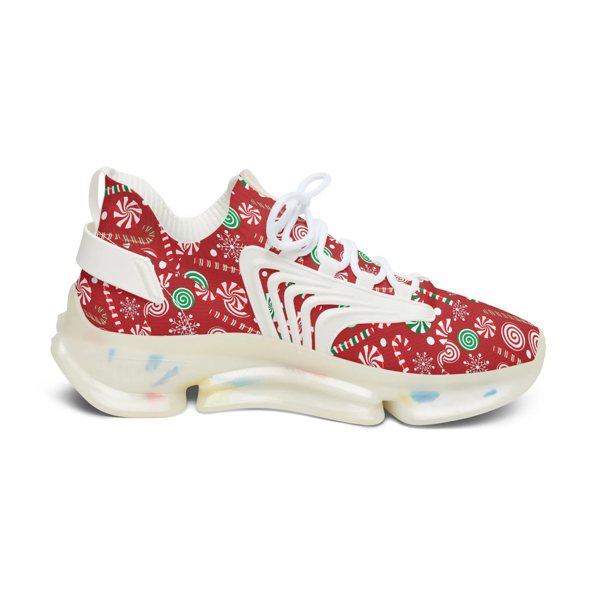 Christmas Ornament and Candy Canes Women's Mesh Sneakers