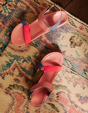 Colourblock Sandals-Burnt Coral Colourblock