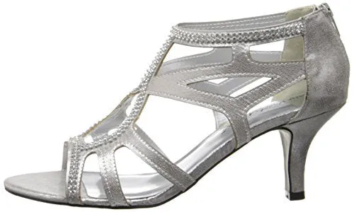 Easy Street Women Evening Dress Sandals Mid Heel Silver Size 5 Big Pair of Shoes