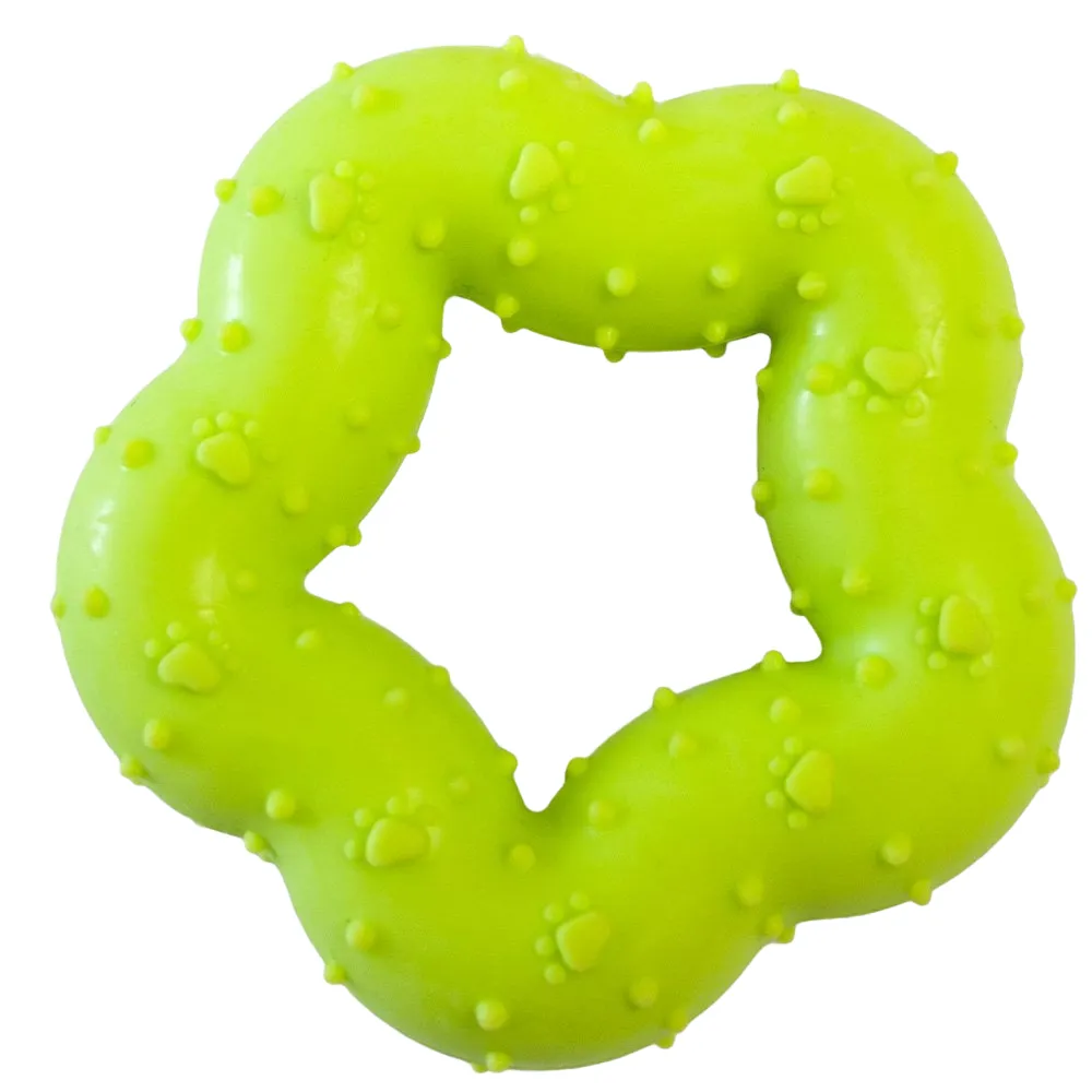 Emily Pets Star Shape Rubber Chew Toy for Dogs (Green)