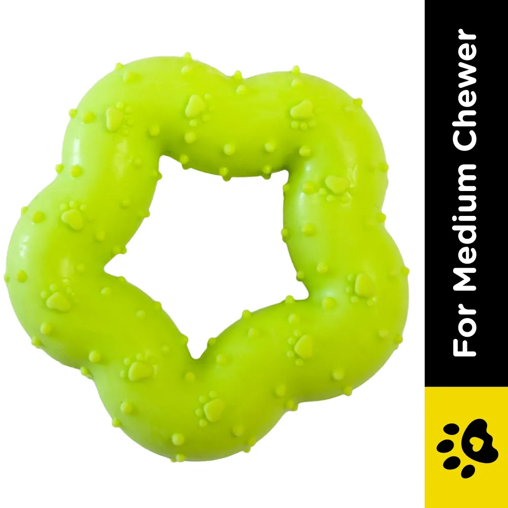 Emily Pets Star Shape Rubber Chew Toy for Dogs (Green)