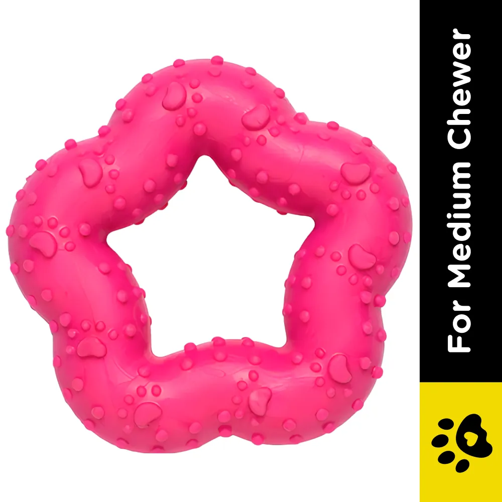 Emily Pets Star Shape Rubber Chew Toy for Dogs (Pink)