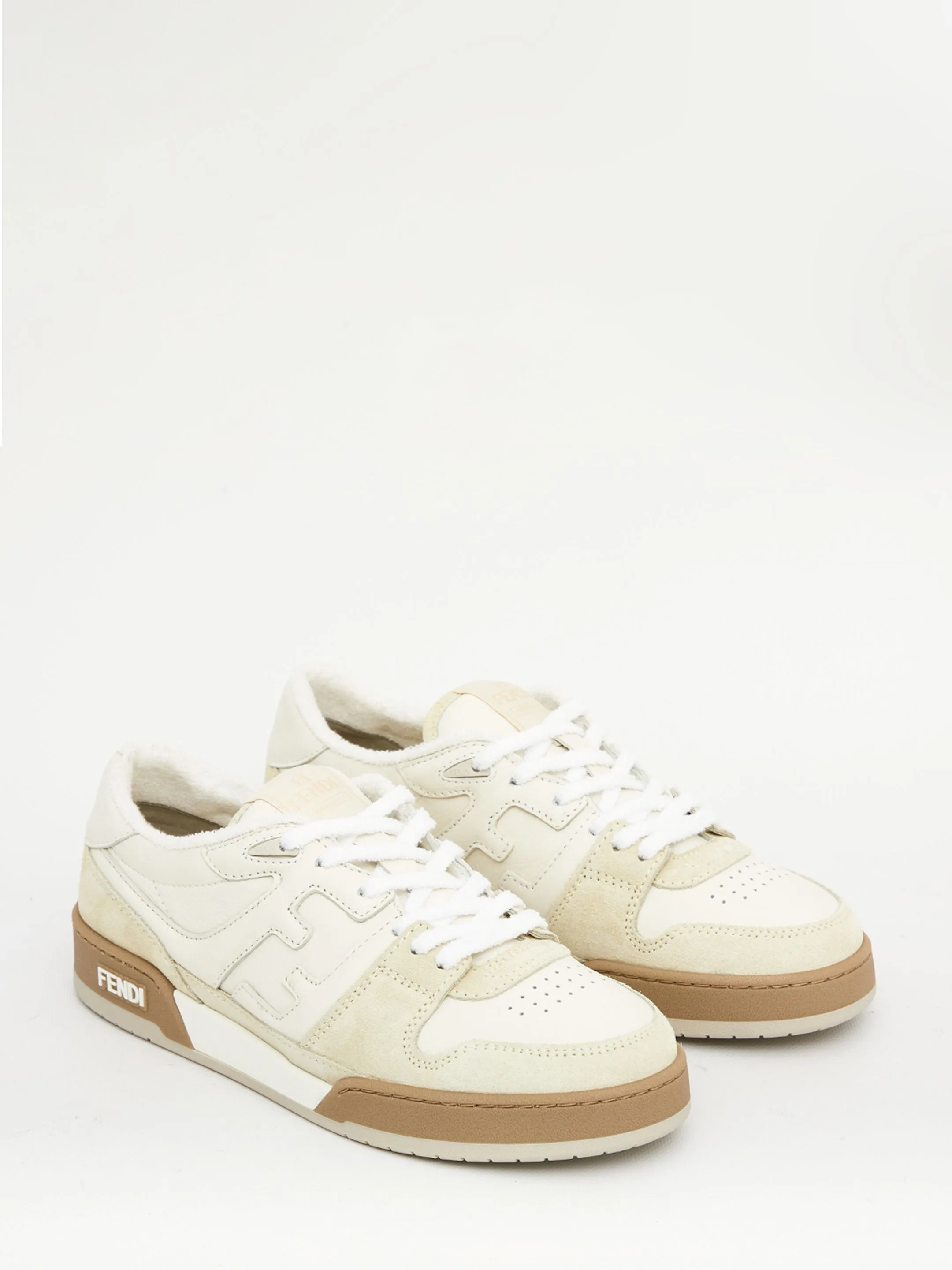 Fendi Men's Match Sneakers In White-Beige