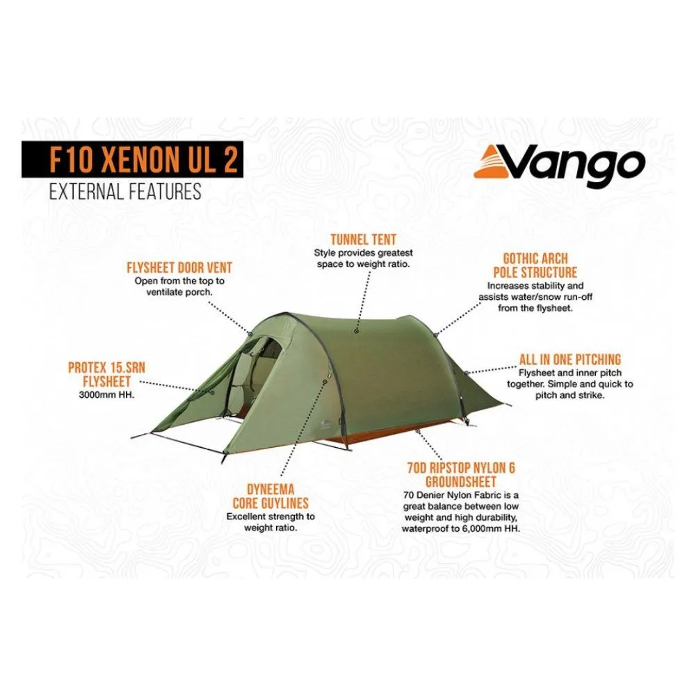 Force Ten (F10) Xenon UL 2 Tent - 2 Man Lightweight Trekking Tent