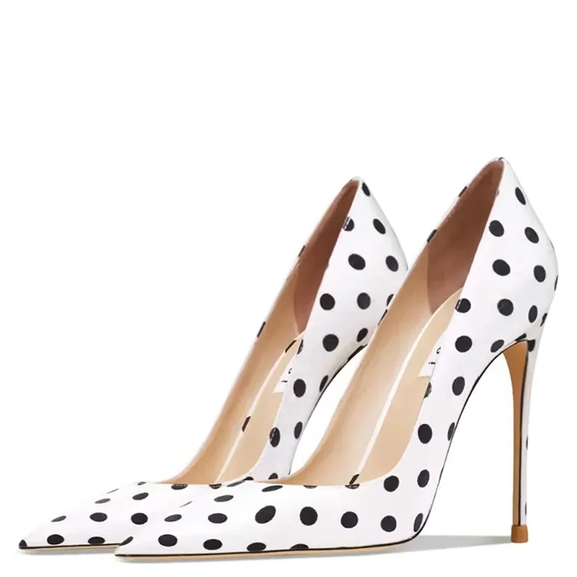 Funki Buys | Shoes | Women's Silk Polka Dot Pointed Toe Heels