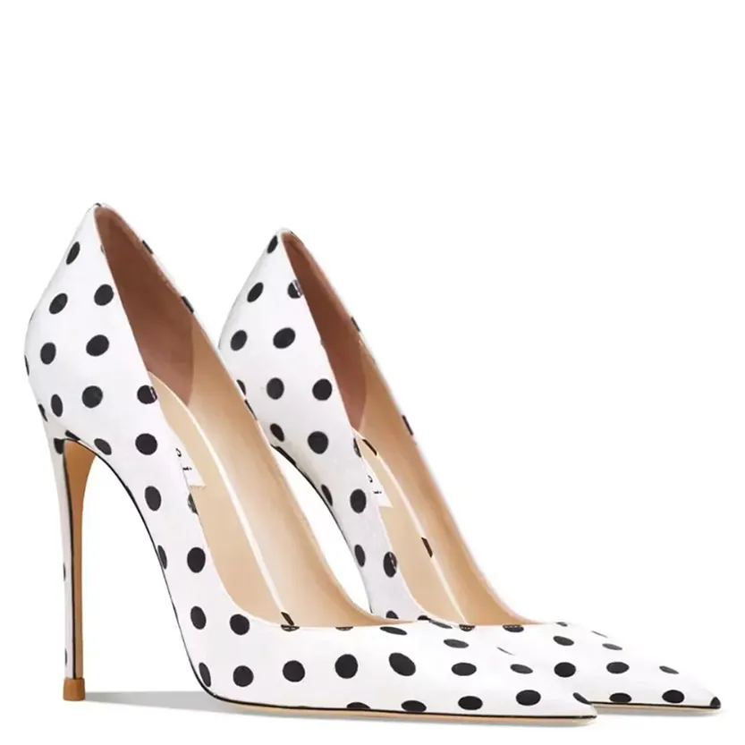 Funki Buys | Shoes | Women's Silk Polka Dot Pointed Toe Heels