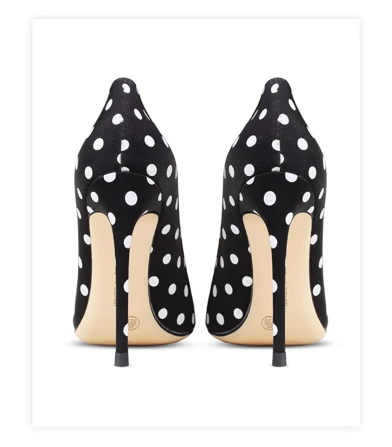 Funki Buys | Shoes | Women's Silk Polka Dot Pointed Toe Heels