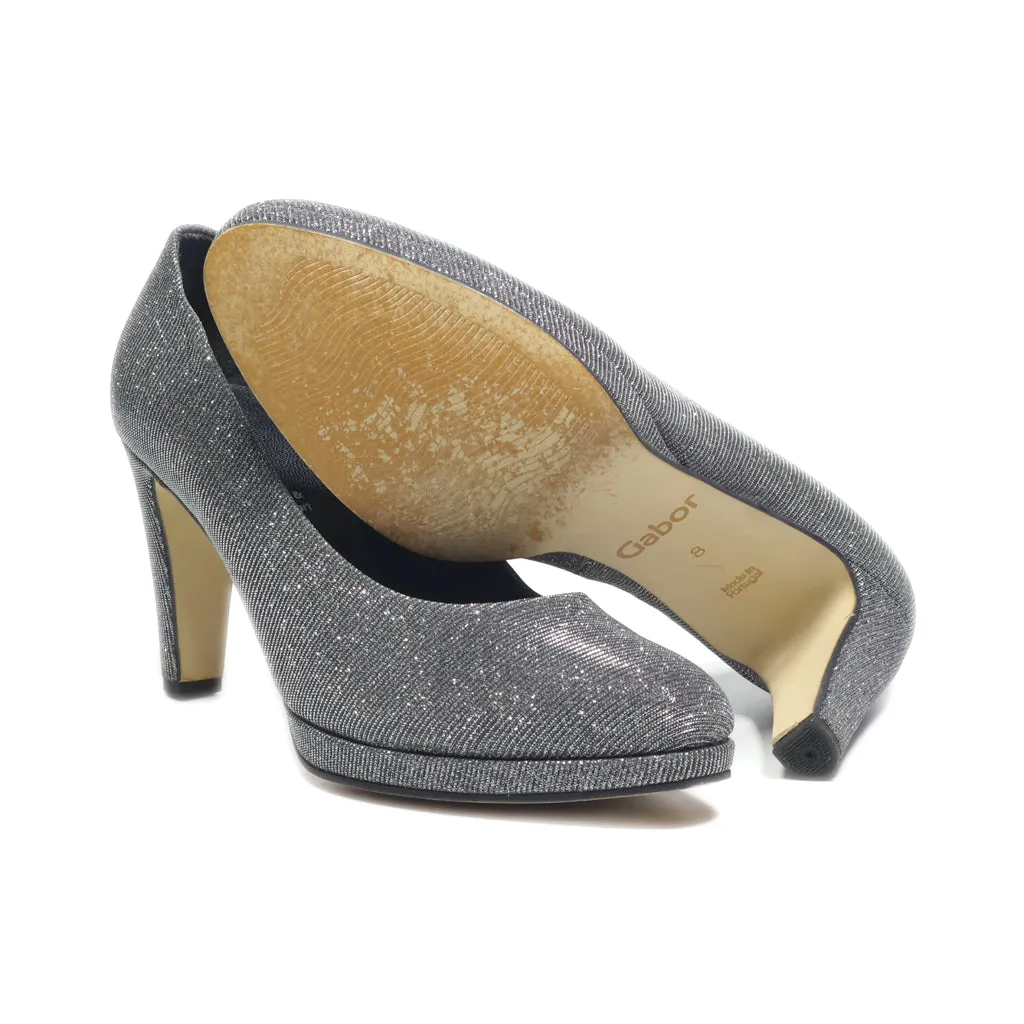 Gabor High-Heel Shoes Fabric Silver Colour For Women