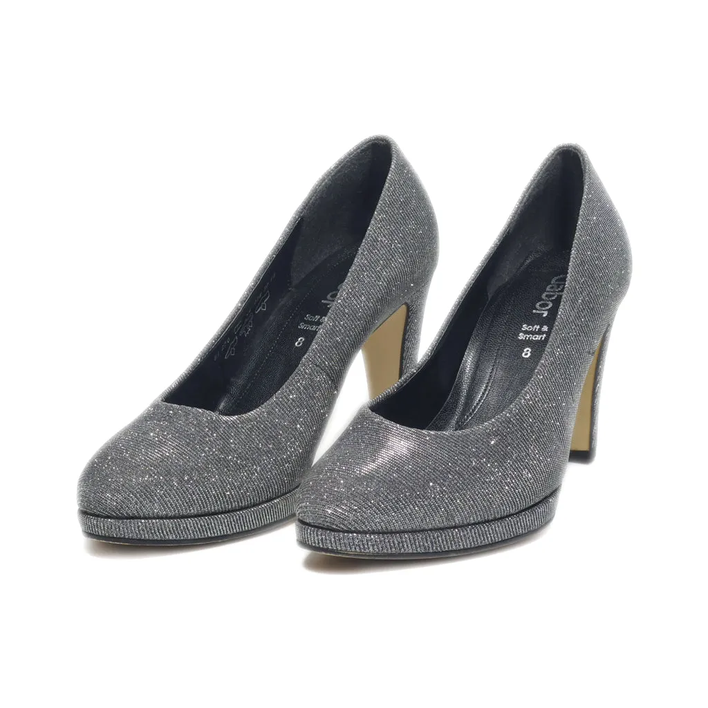 Gabor High-Heel Shoes Fabric Silver Colour For Women