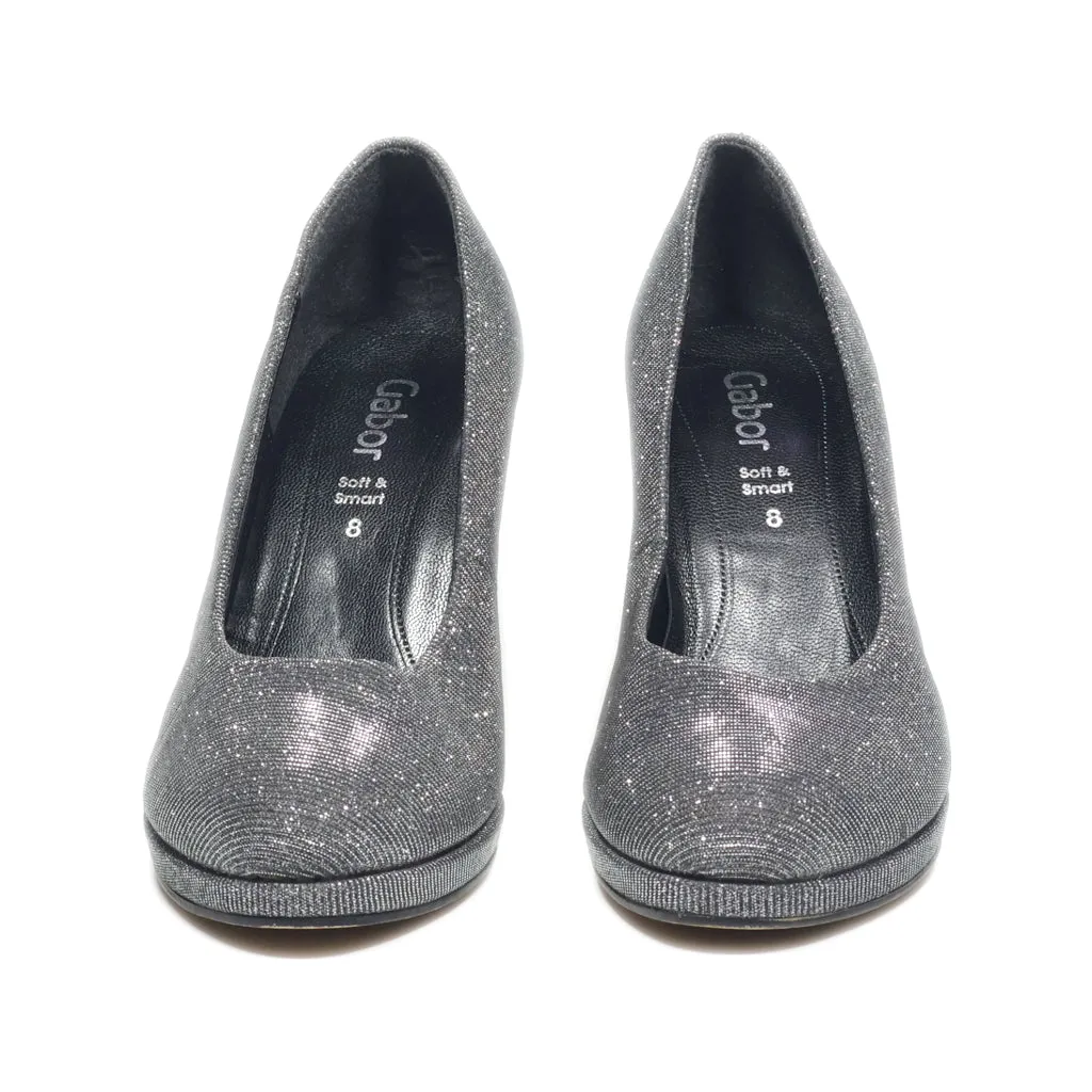 Gabor High-Heel Shoes Fabric Silver Colour For Women