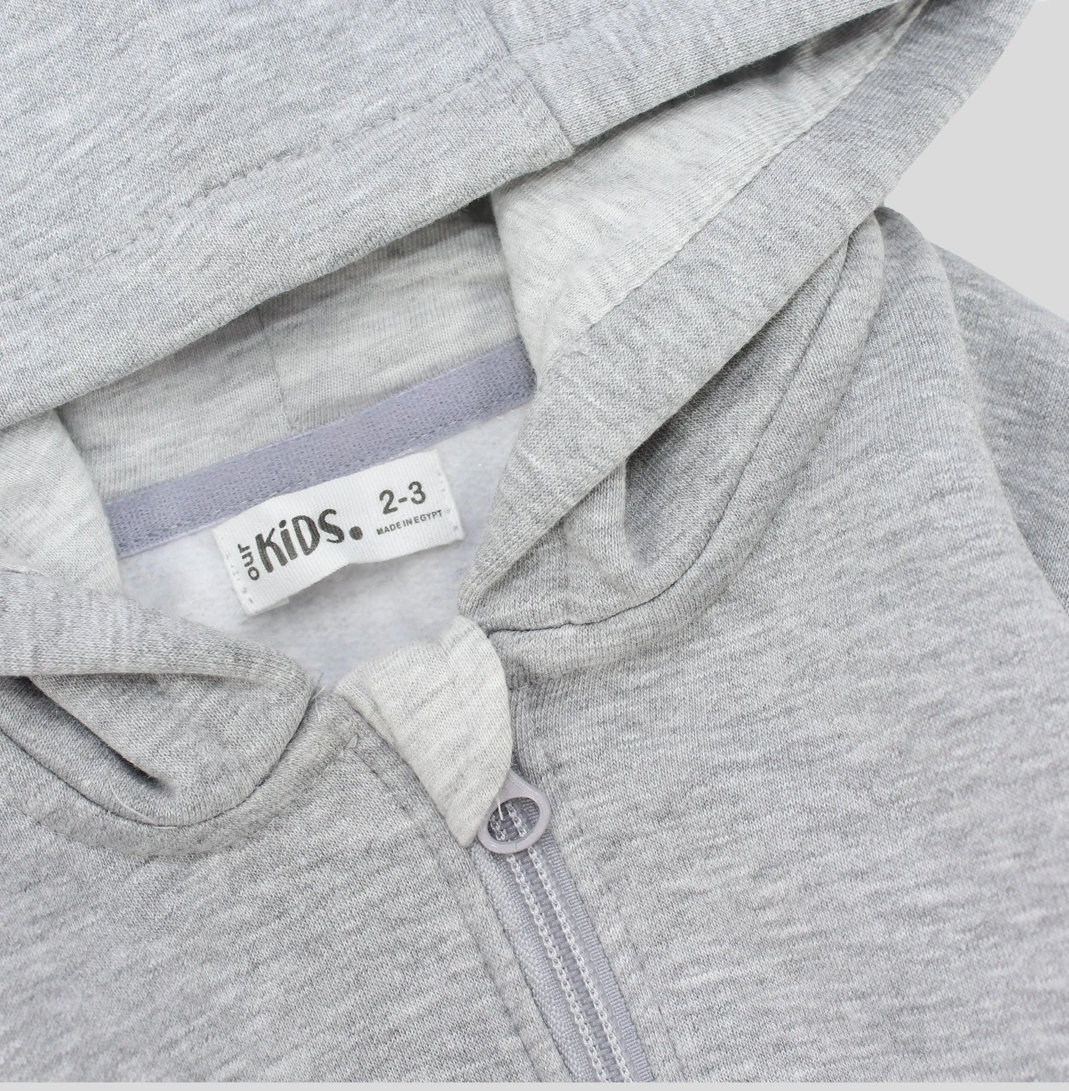 Grey Long-Sleeved Zip-Up Hoodie