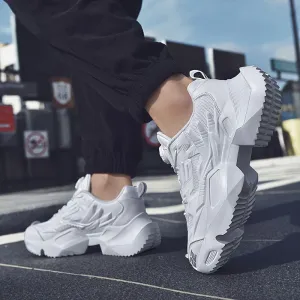 Height Boosting Chunky Heels Low Top Trainers Sneakers