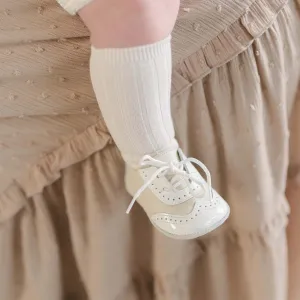 Ivory Two Tone Wingtip Shoes