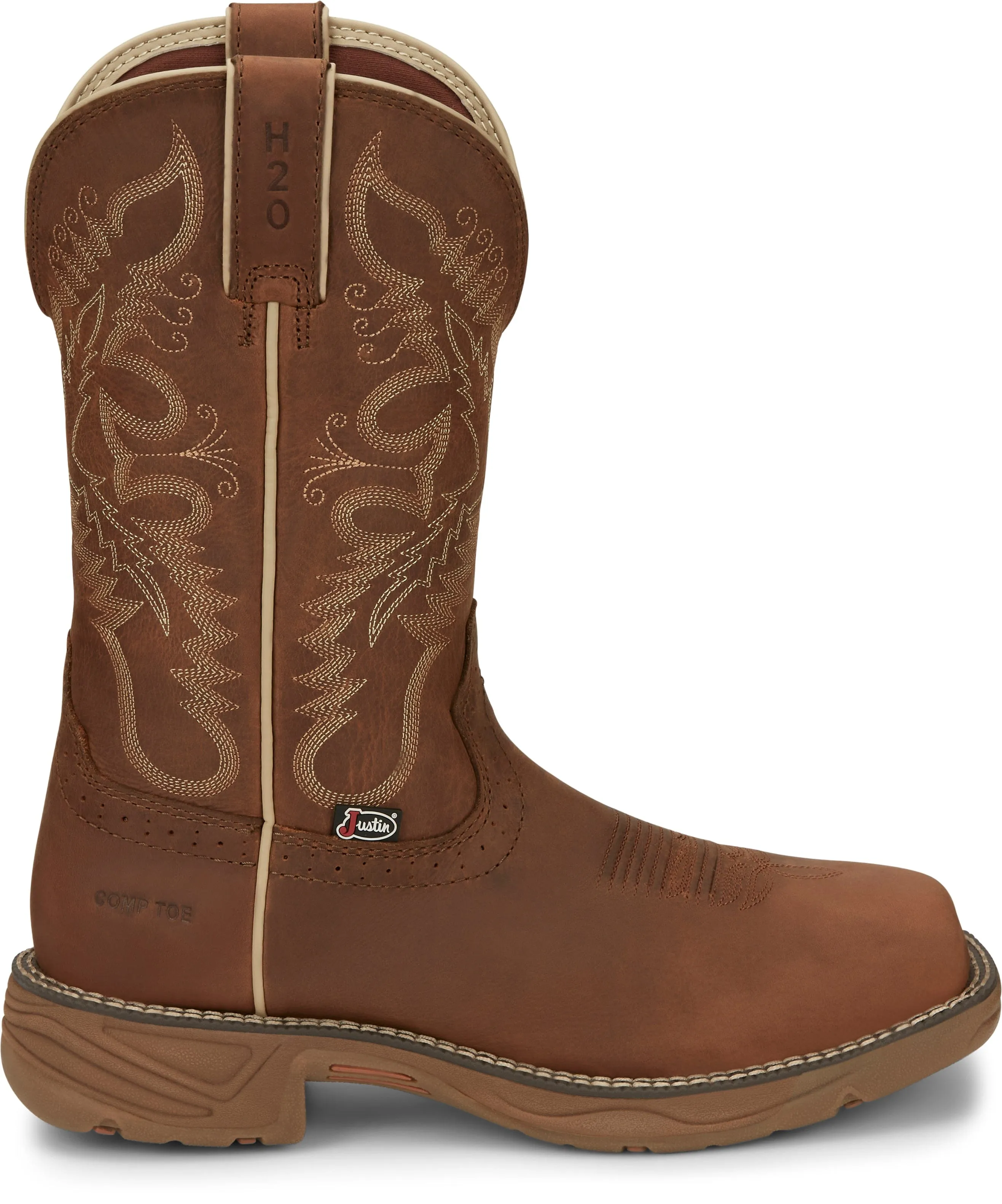 Justin Women's Rush Rustic Tan 11" Nano Composite Toe Waterproof Work Boot SE4352