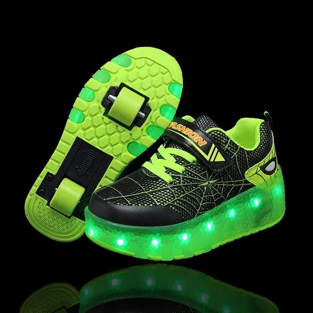 Kids Sneakers USB Recharge Light Up Skates Shoes Boys Girls Casual Skateboarding Shoe Roller Skate Outdoor Sports Shoes With LED