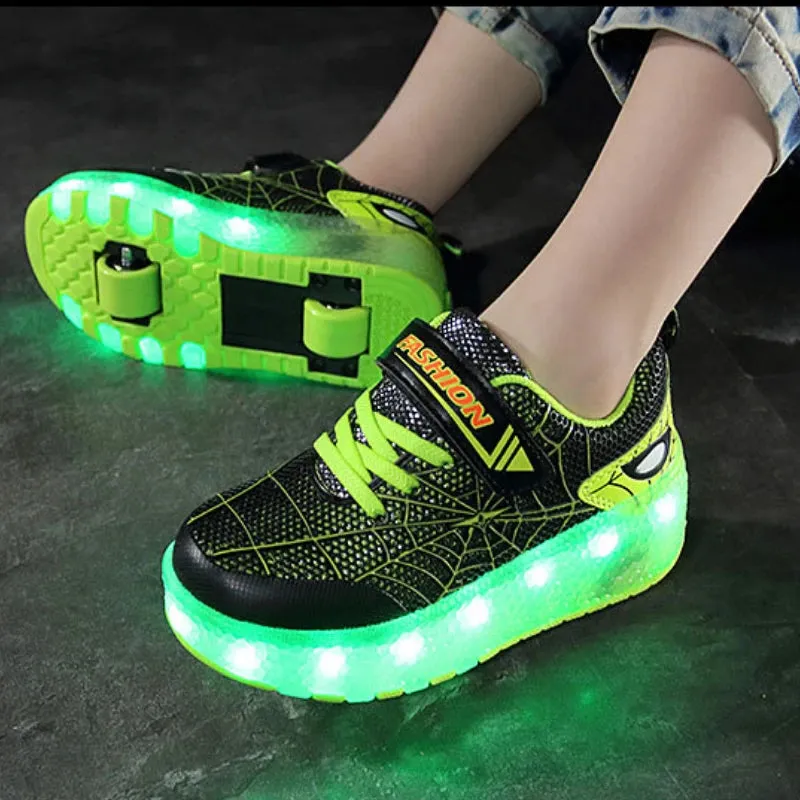 Kids Sneakers USB Recharge Light Up Skates Shoes Boys Girls Casual Skateboarding Shoe Roller Skate Outdoor Sports Shoes With LED