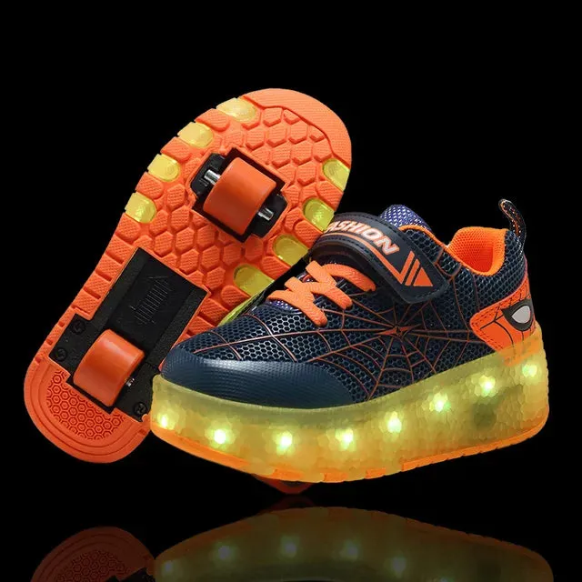 Kids Sneakers USB Recharge Light Up Skates Shoes Boys Girls Casual Skateboarding Shoe Roller Skate Outdoor Sports Shoes With LED