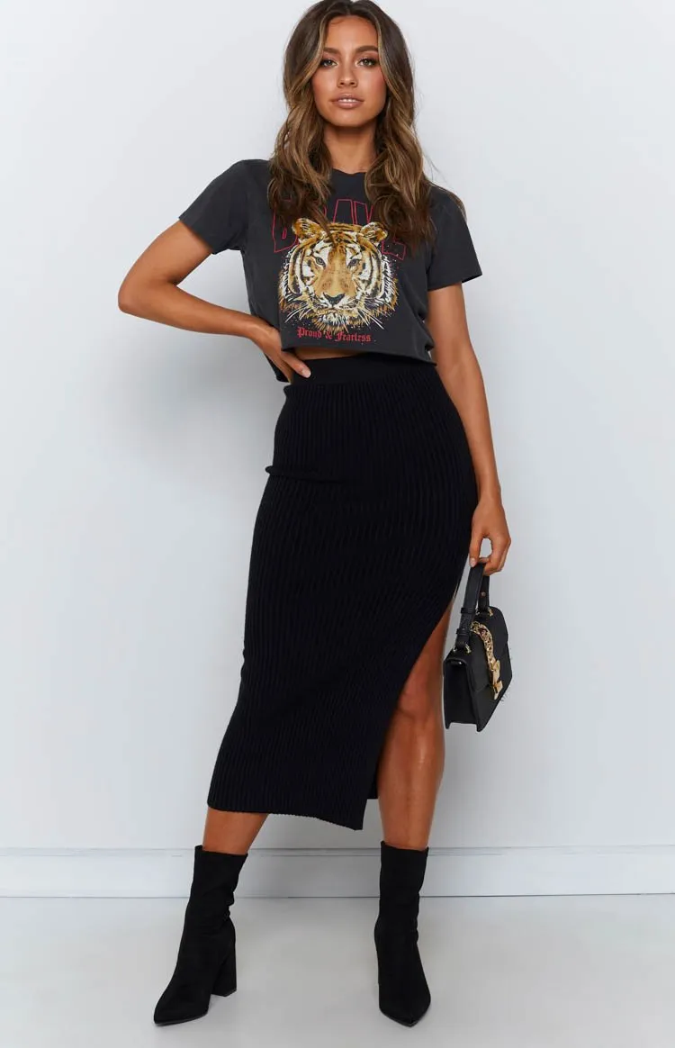 Laurena Knit Midi Skirt Black